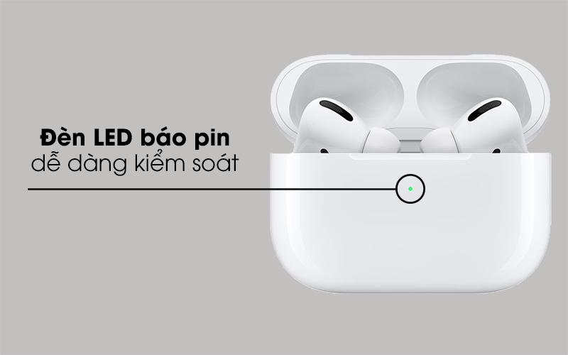 Trang bị đèn LED báo pin tiện lợi - Tai nghe Bluetooth Airpods Pro Apple